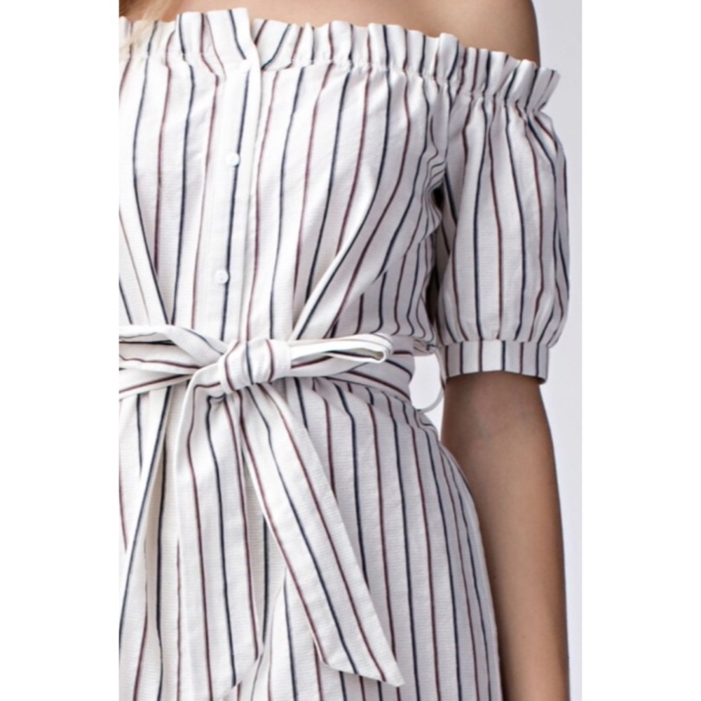 Honey Punch Stripe Off Shoulder Dress - Picture 5 of 8